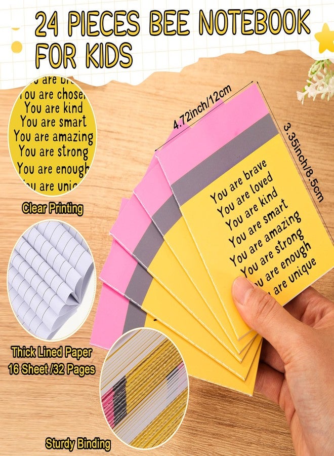 Spakon 24 Pcs Valentines Gifts for Students Mini Inspirational Notebooks Back to School Gift Small Journal Pocket Mini Positive Affirmation Motivational Notepad for Teacher School Employee (Yellow) - Image 2